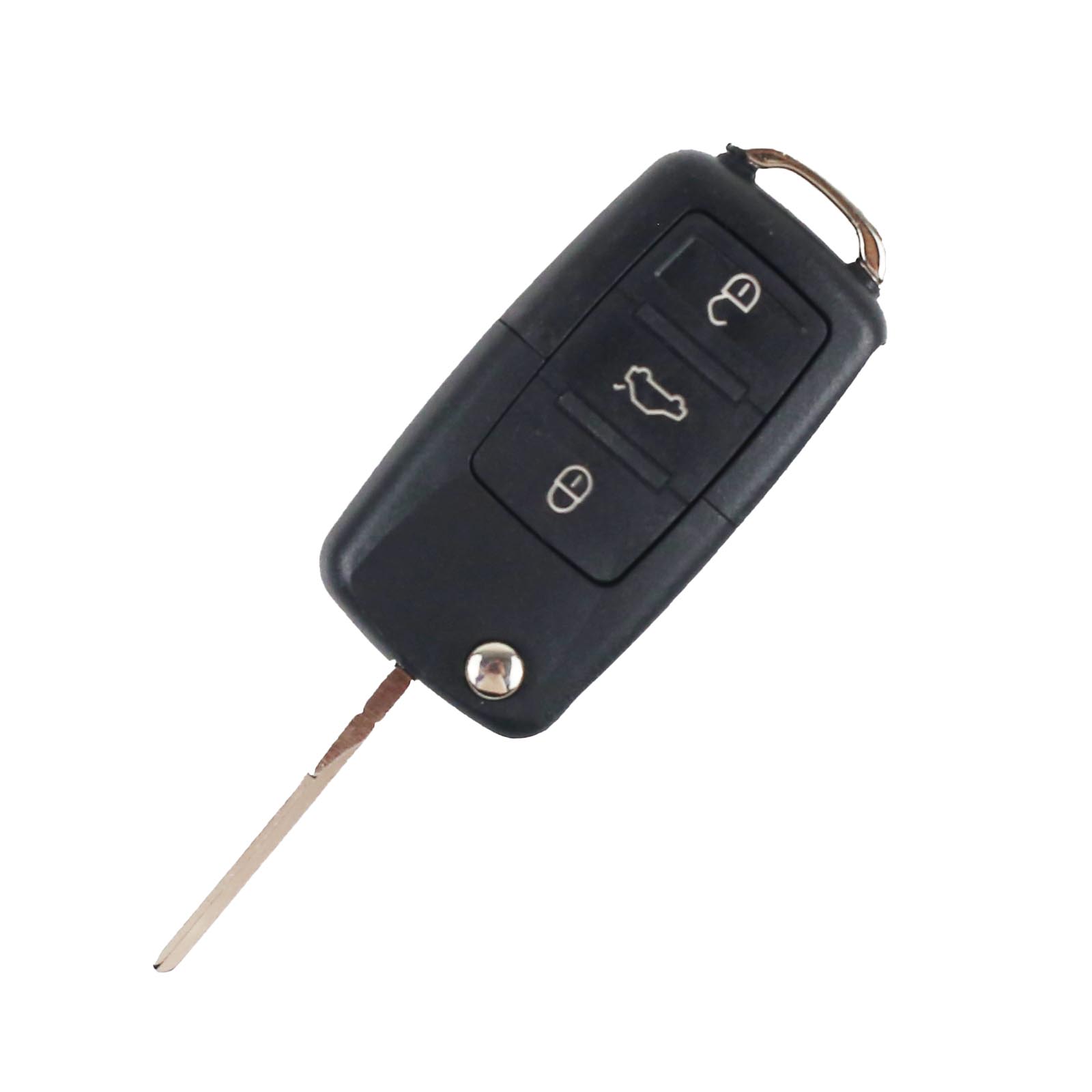 Volkswagen Passat, B5, B6, Skoda, Tiguan, Touran, Golf, Jetta, Polo | Complete Remote Key (3 Button, HU66 Blade, 434MHz, ID48) (P/N: 1J0959753AH)